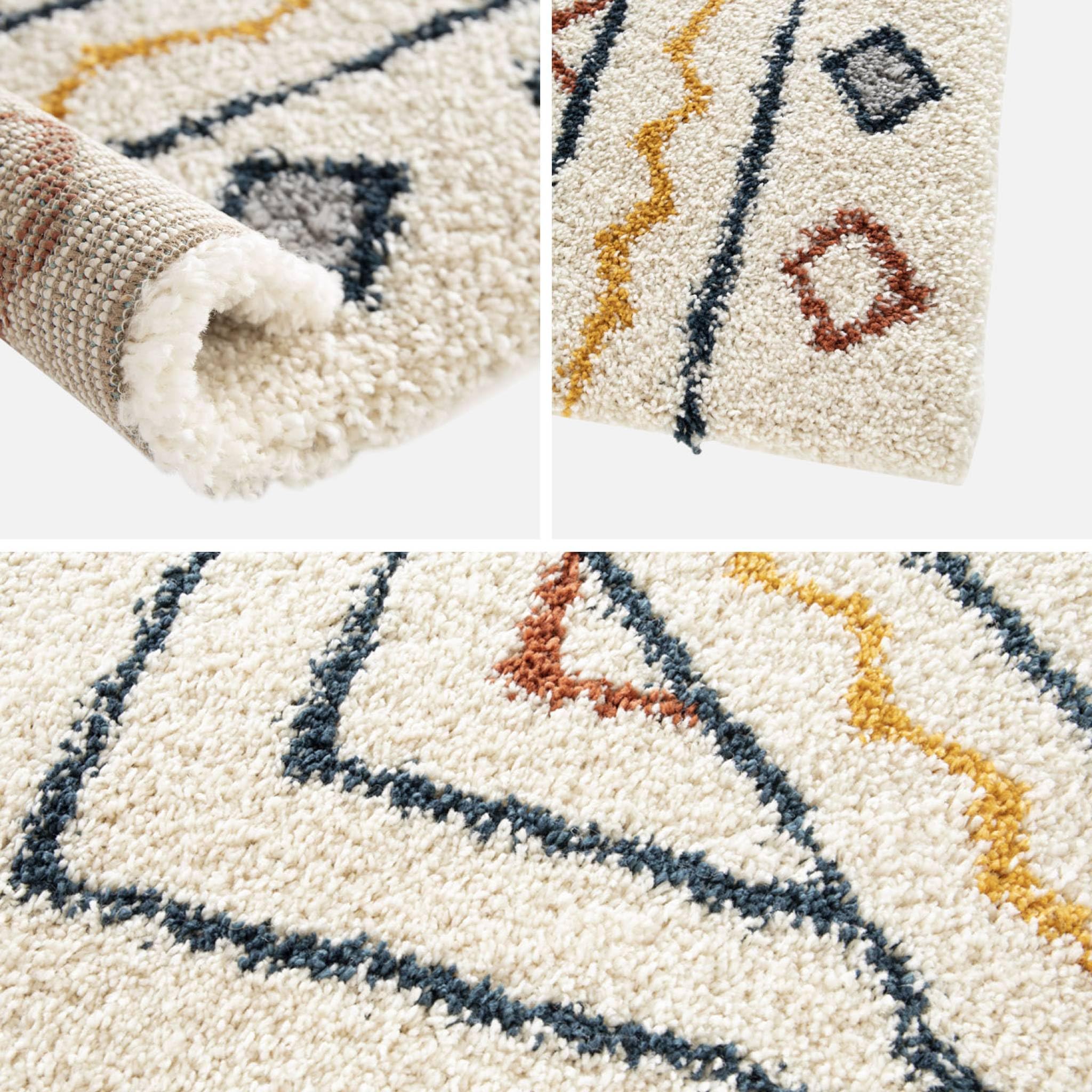 Alice's Garden sweeek - Tapis intérieur Motif berbère crème. Bleu et Orange Ralph 160x230cm