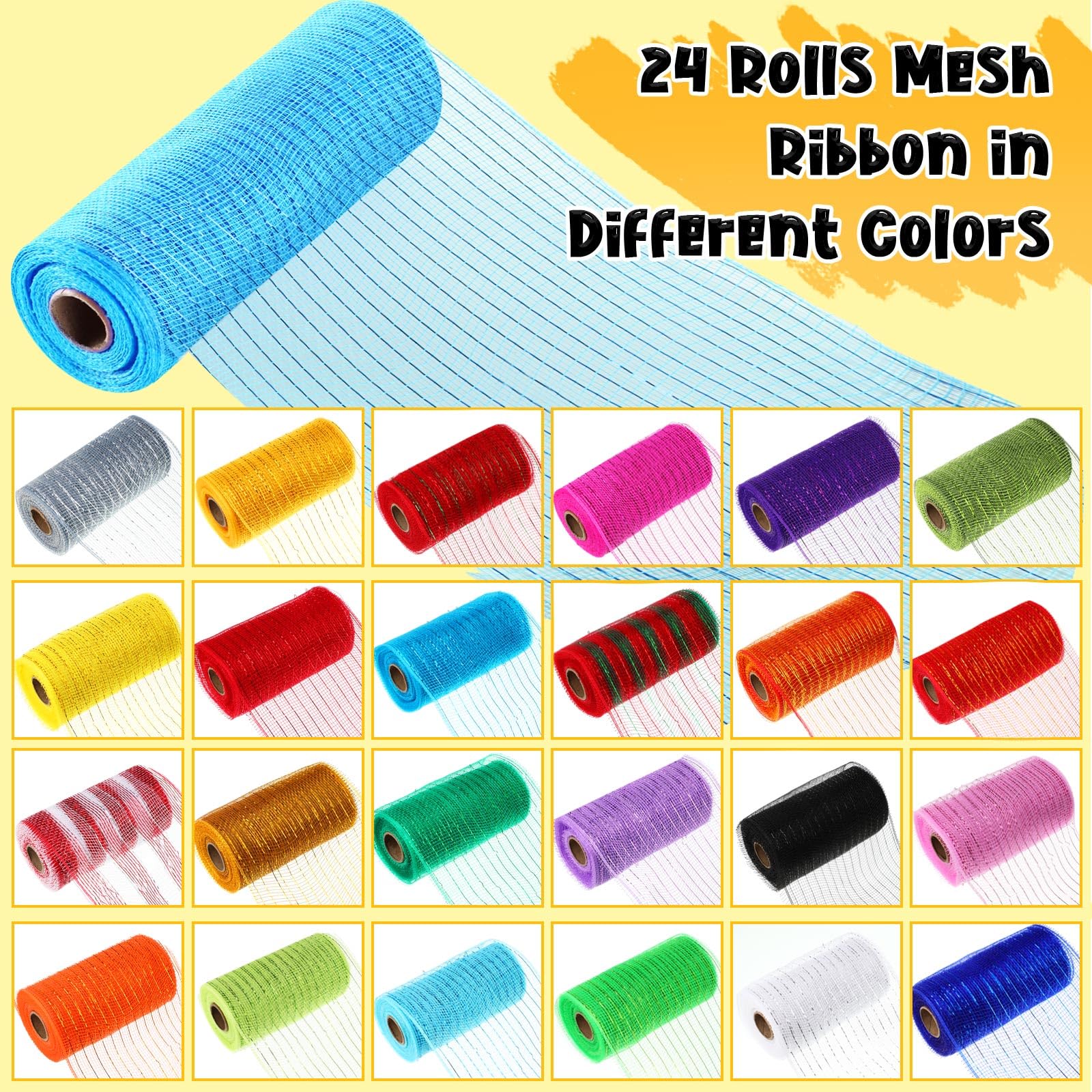 Fall Mesh Ribbon Snapklik.com : 24 Rolls Fall Mesh Ribbon For Wreath Decor Mesh Craft ...