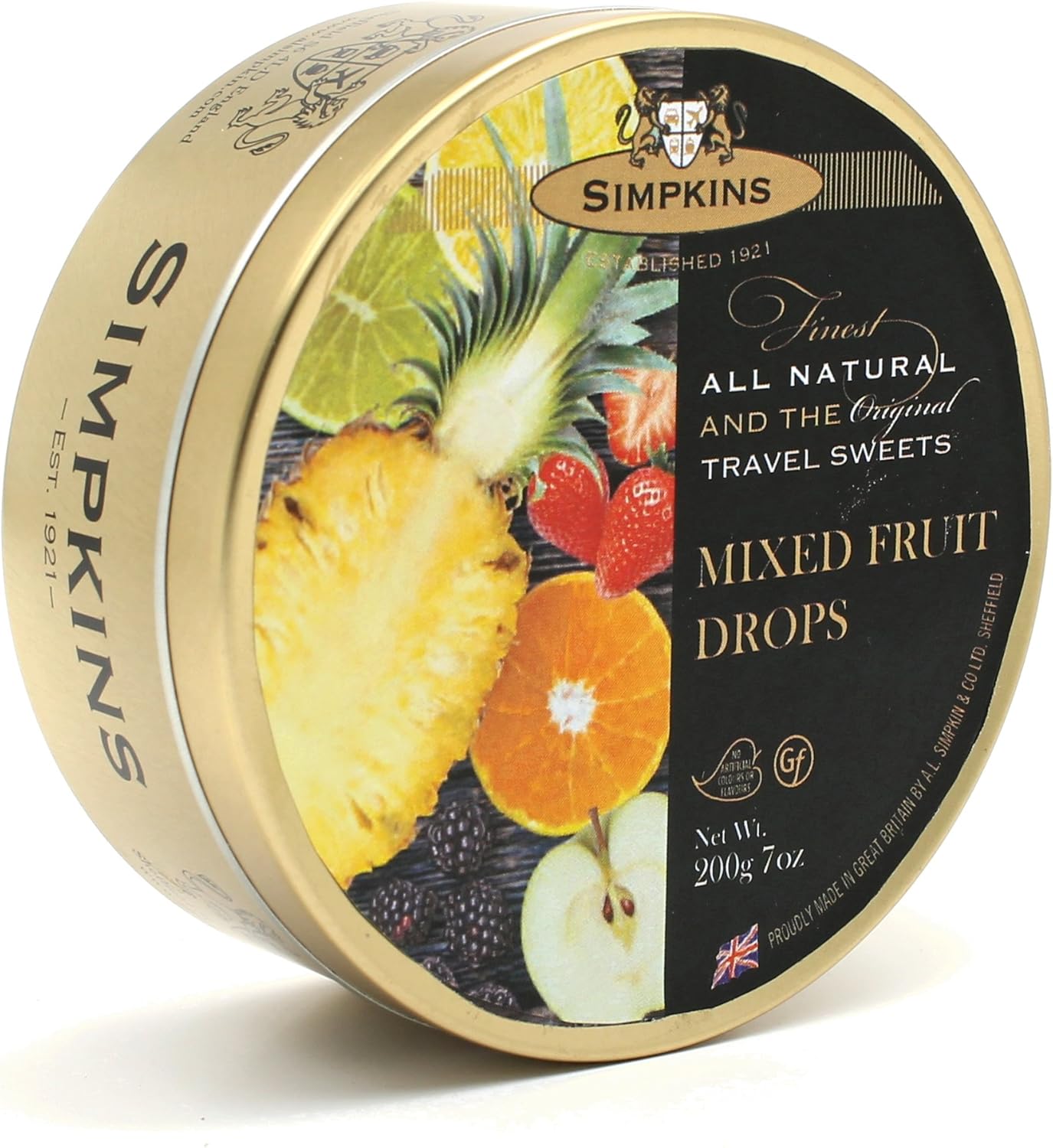 Simpkins Candy Travel Sweets Mixed Fruit Drops 7 Oz, Tin (Pack of 6