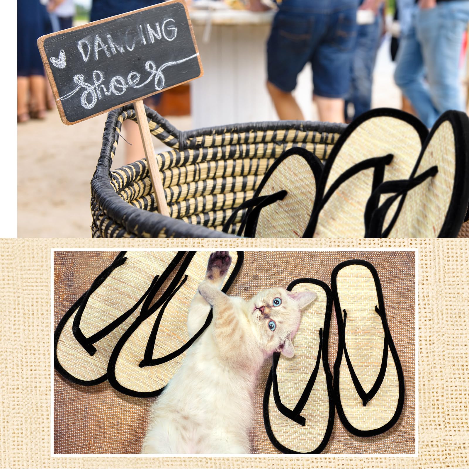 Cozypower Chanclas de bambú para mujer, antideslizantes, ligeras, para interiores, verano, playa, sandalias tejidas de bambú