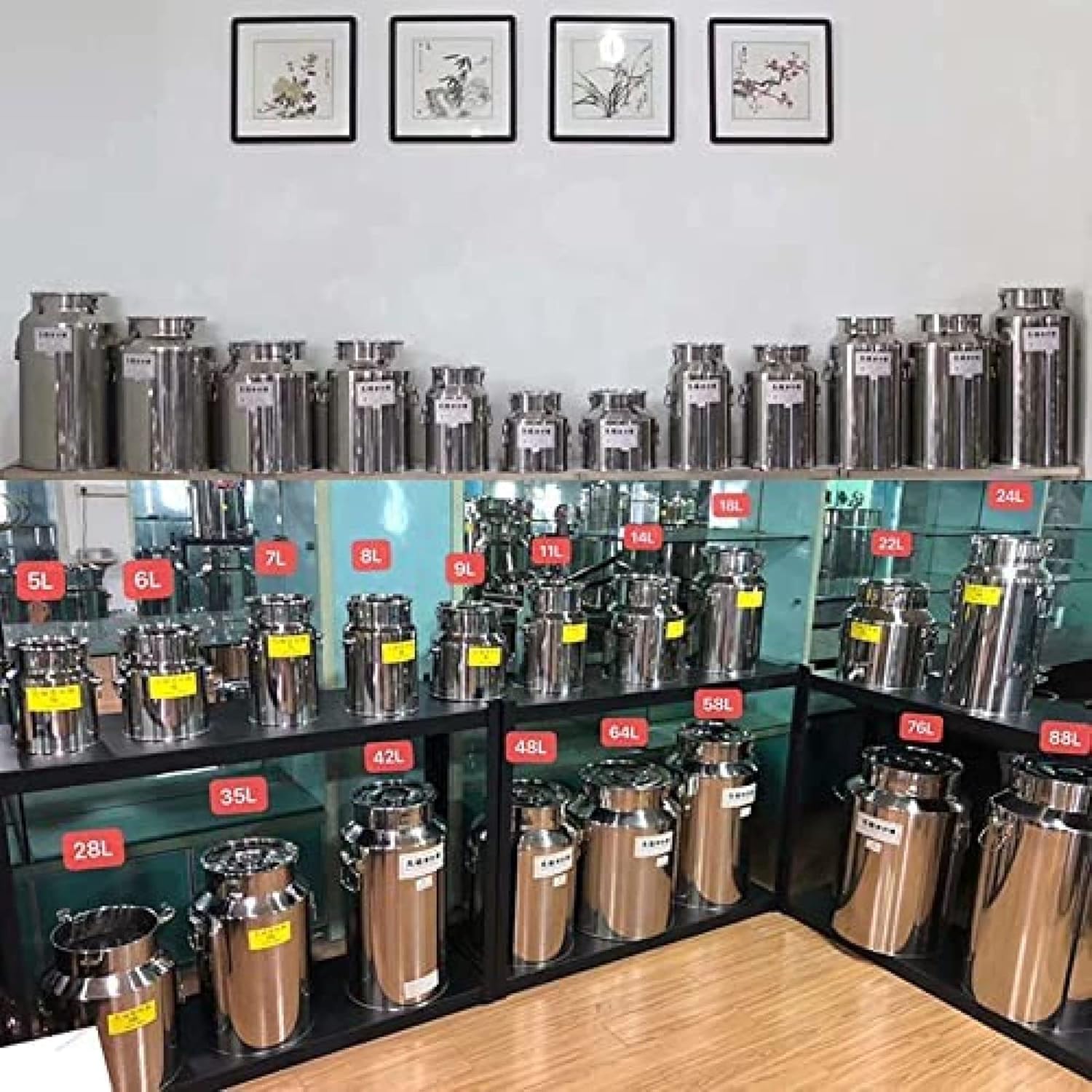 DIE Stainless Steel Milk Can 5L/9L/14L Wine Pail Bucket Tote Jug Oil Barrel Tank with Sealed Lid and Spigot Milk Churn Can,5L,Constructive23