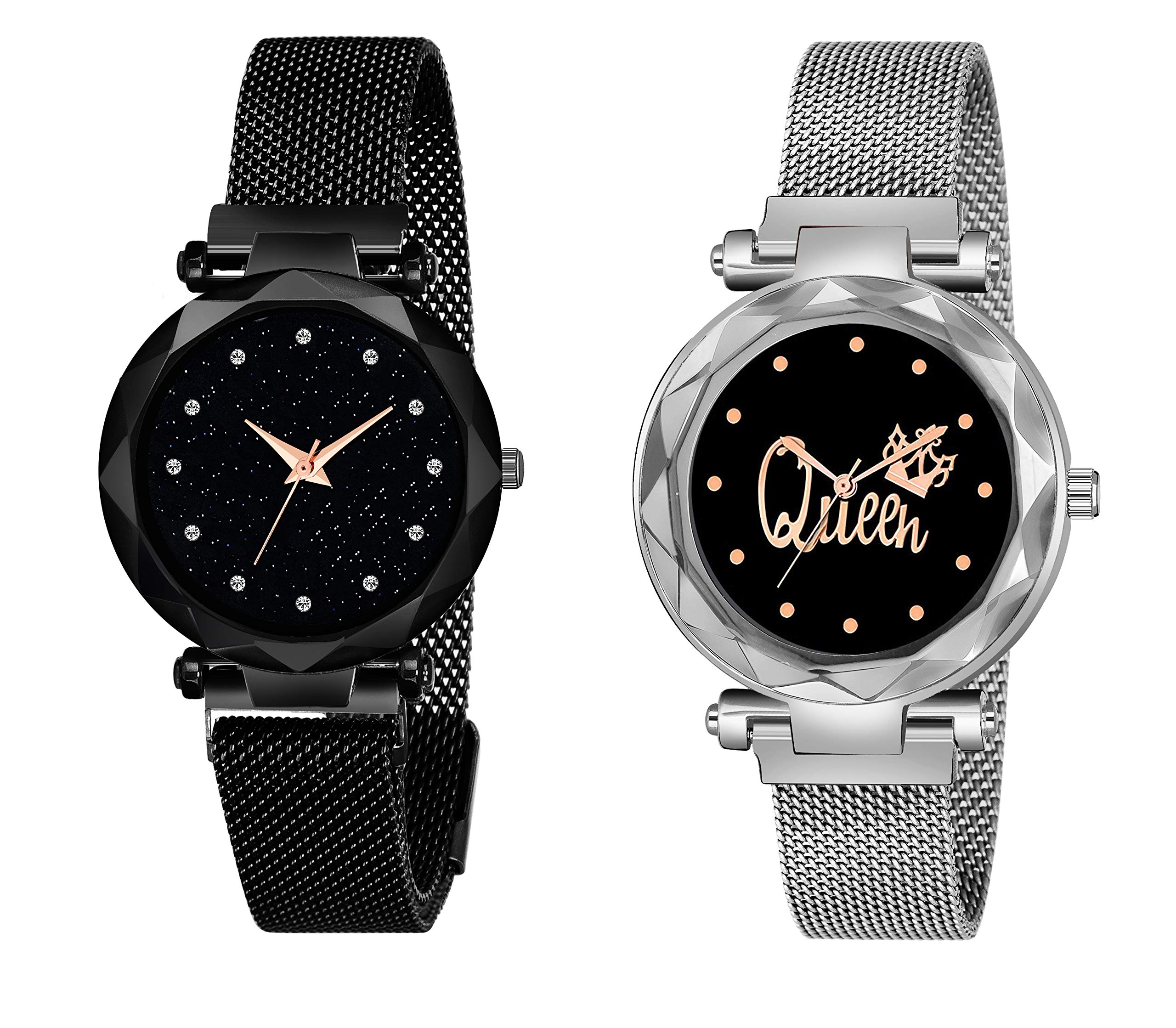 Talgo Casual Analogue New Unique Designer Black Dial Black & Silver Magnet Strap Wrist Watch - for Women & Girls (B092HWNMTG) Amazon Price History, Amazon Price Tracker