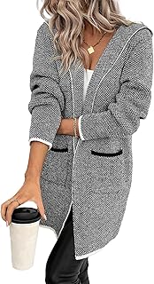 Womens 2025 Fall Outfits Long Sleeve Open Front Contrast Cardigan Sweate...