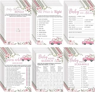 Jetec 302 Pcs Pink Pumpkin Theme Baby Shower Games, 6 Games, 50 Sheets E...