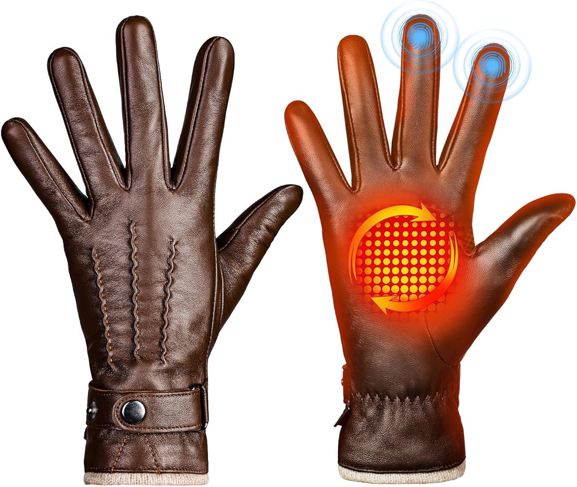 Aegend Winter Gloves Women, Genuine Sheepskin Leather Gloves with