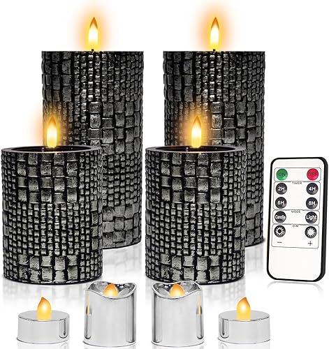 Miniatura 8 de Yinuo Candle Velas LED sin llama parpadeantes, funcionan con pilas con temporizador remoto, velas de efecto de vidrio, luz de llama móvil de color