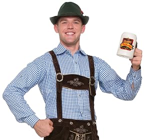 Forum Mens Lederhosen Costume Shirt Blue Small