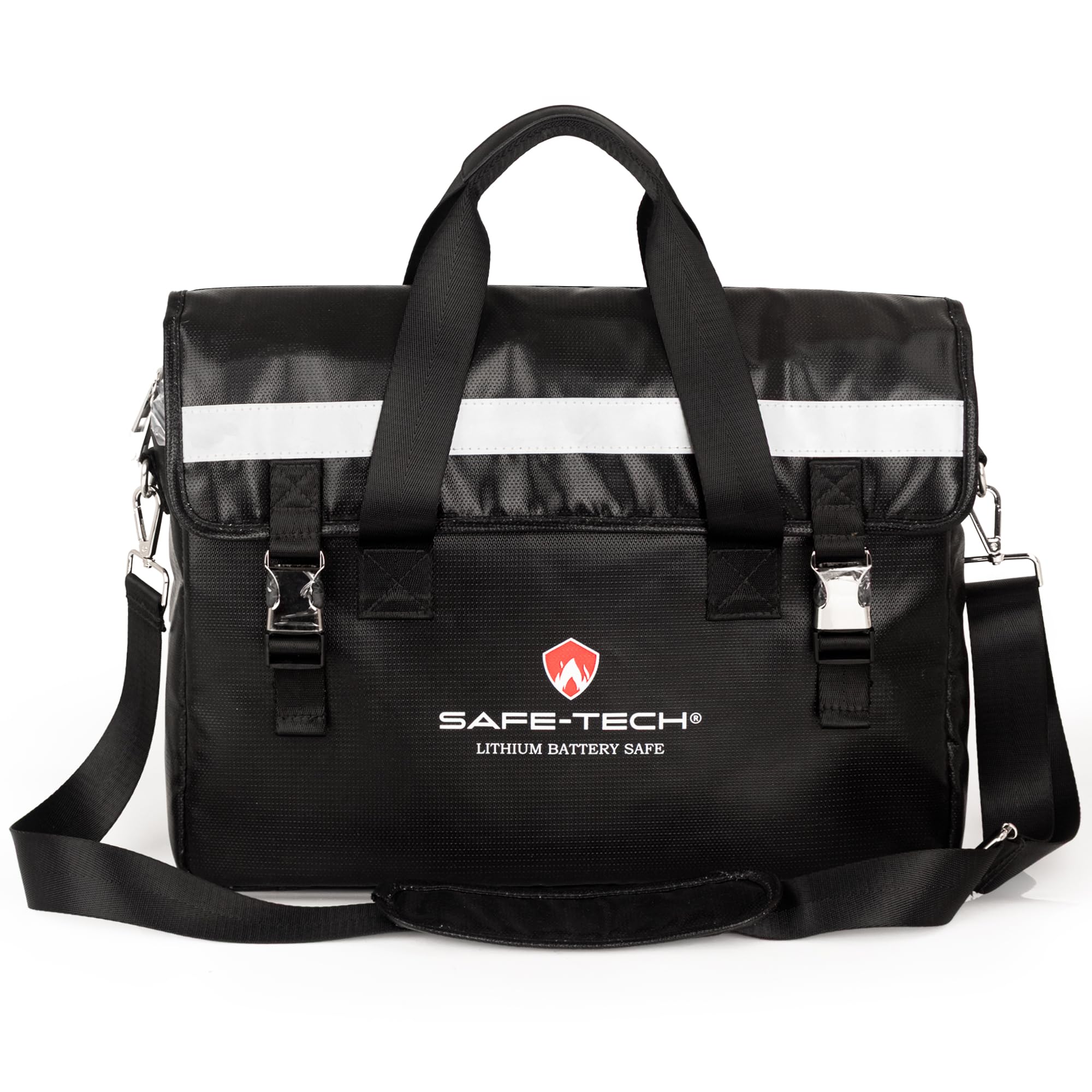 Safe Tech Black Fireproof Document Bag Laptop Bag 16.4", Lithium Battery Safe Storage Case, 800°C Heat Resistant & Explosion Proof, Waterproof Laptop Shoulder Bag For Travel Office