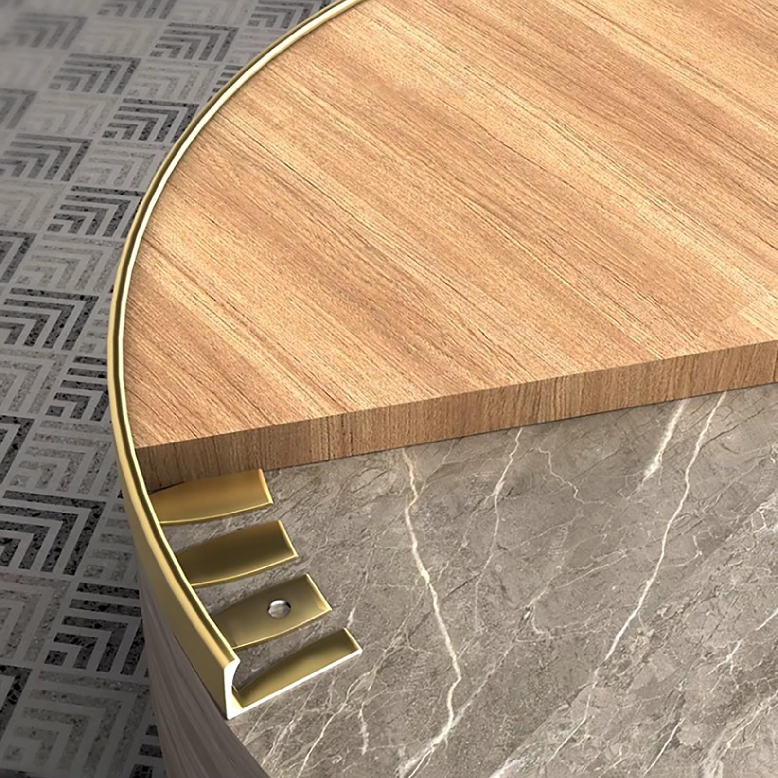 Perfiles Y Bordes para Baldosas 90 Cm* 3 Piezas Riel Flexible De Aluminio Anodizado Tira Final Resistente A Rayones para Acabados Paredes Y Pisos(Gold,H:15MM)