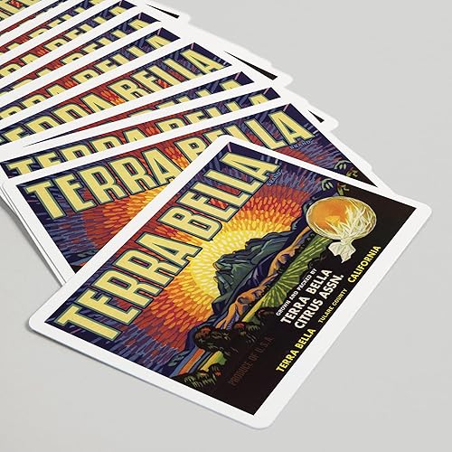 Miniatura 5 de Terra Bella Brand, Terra Bella, California, Etiqueta de caja de cítricos (52 cartas, baraja de cartas de tamaño póker con comodines)