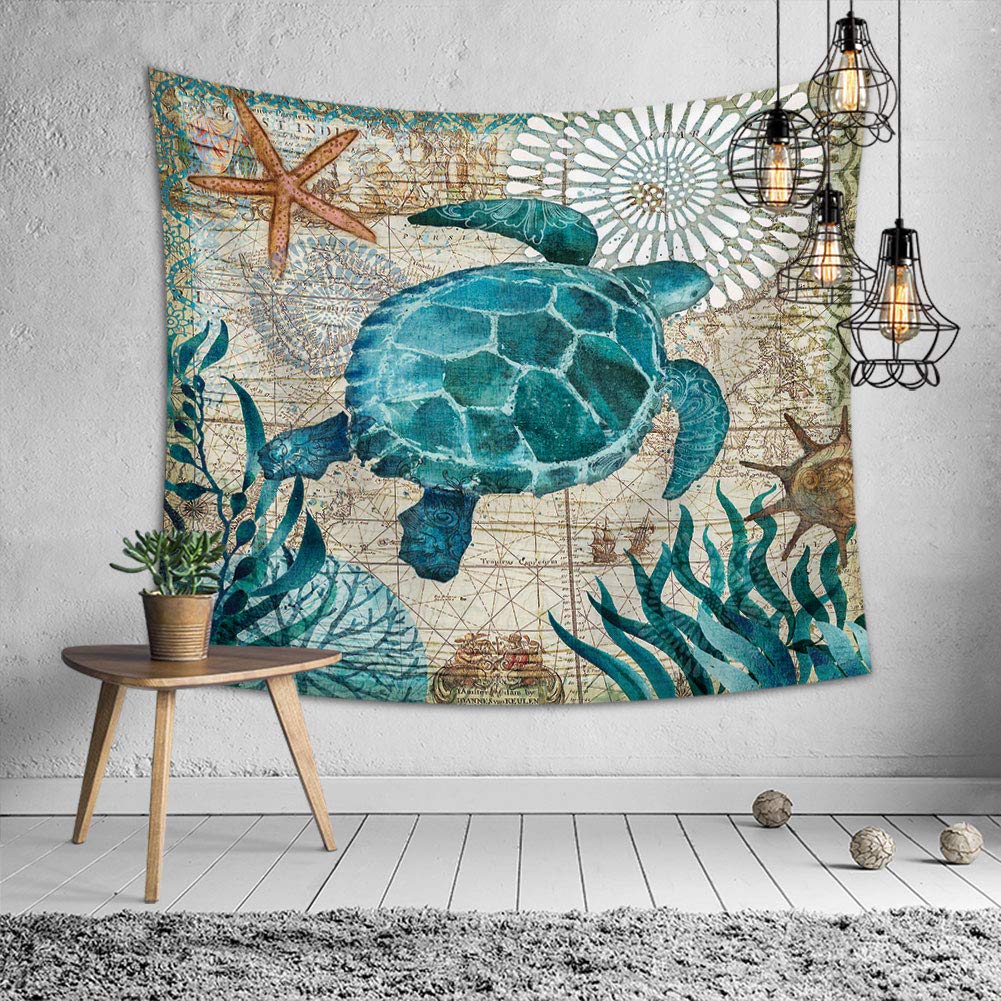 Odot Men's Turtle Tapestry Wall Hanging, Wall Art Tapestries Wall Decor Beach Towel Blanket Table Cloth Meditation Yoga Mat Rugs Bedsheet For Dorm Home Decor (130X150cm,)