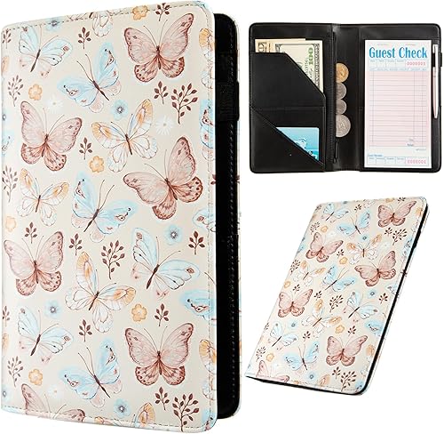 Miniatura 36 de Libretas para camarera de AIRMORS, con bolsillo con cremallera, libreta de cuero para camarera, cartera organizadora de dinero para camarero