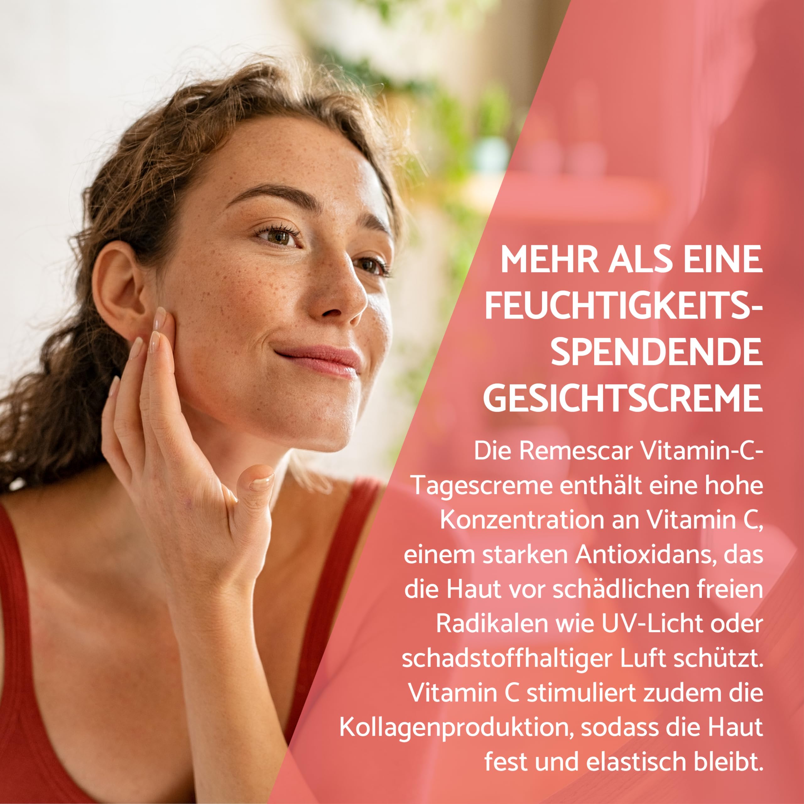 Remescar Tagescreme mit Vitamin C SPF 20 50ml – Feuchtigkeitsspendende Anti-Falten Gesichtscreme für Damen & Herren – Schützt vor UV-Strahlen, nährt & belebt die Haut