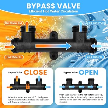 595926 Replacement Sensor Valve for Hot Water Recirculating Pump, Bypass Sensor Valve For Instant Hot Water(OEM)