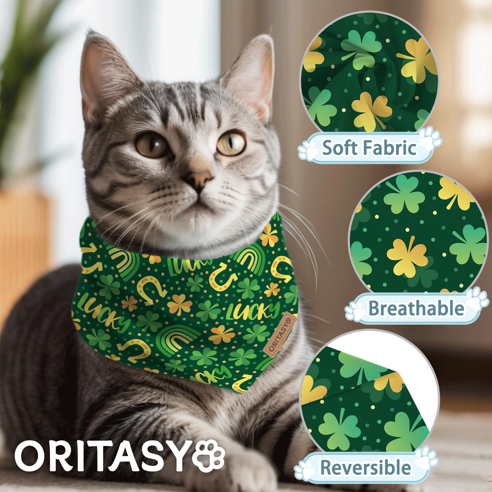 Pañuelos para perros del Día de San Patricio, paquete de 2 bufandas triangulares reversibles para mascotas, tela premium, bandana irlandesa para todos los perros (S, estilo 1)