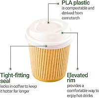 Vista 10 de Restaurantware Tapa de taza de café renovable, 4 oz, blanco - plástico PLA