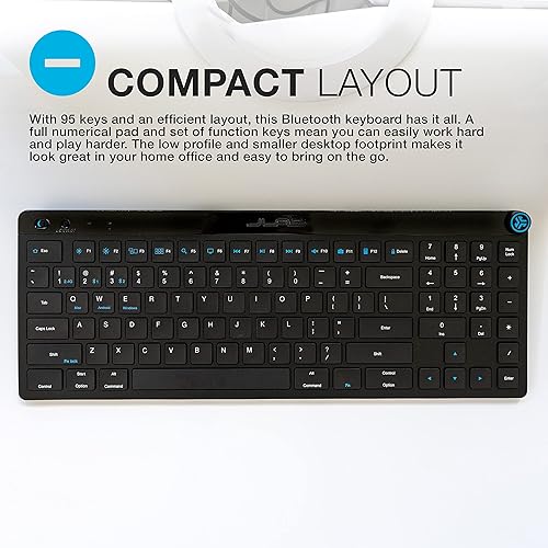 Miniatura 5 de JLab JBuds - Teclado inalámbrico, negro, 95 teclas, se conecta a través de Bluetooth o USB inalámbrico, palanca multidispositivo, teclas suaves al