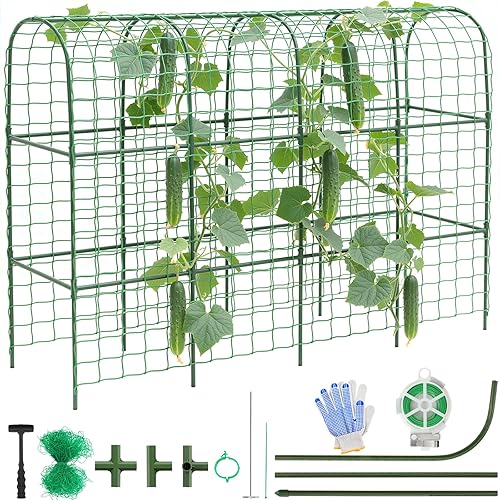 Housolution Cucumber Trellis for Raised Bed, 67"×48" U-Shape Garden Trellis