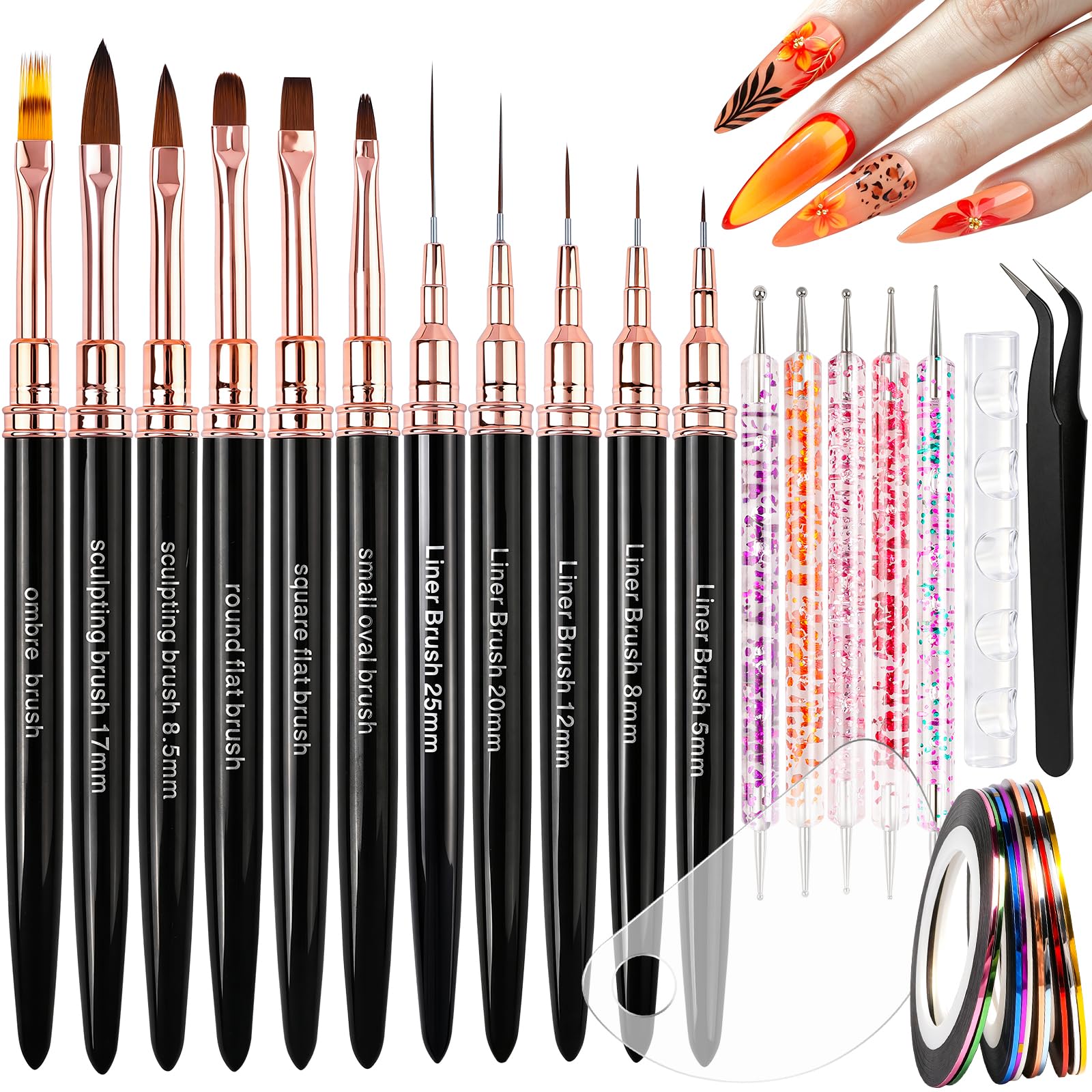 Teenitor Nail Striping Tape Lines Kit Nail Liner Brushes Nail Art Tools