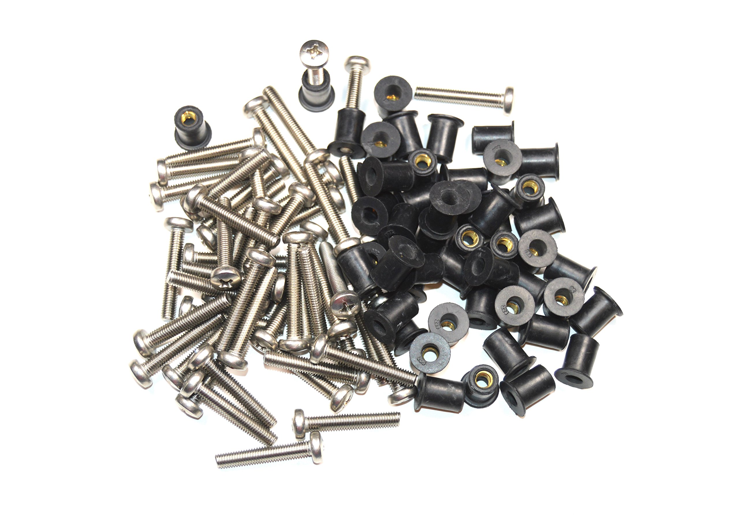 Bike Boltz Scotty Style Wellnuts 50 Pack Boat, Kayak, and Canoe Marine Hardware Fasteners (Silver)