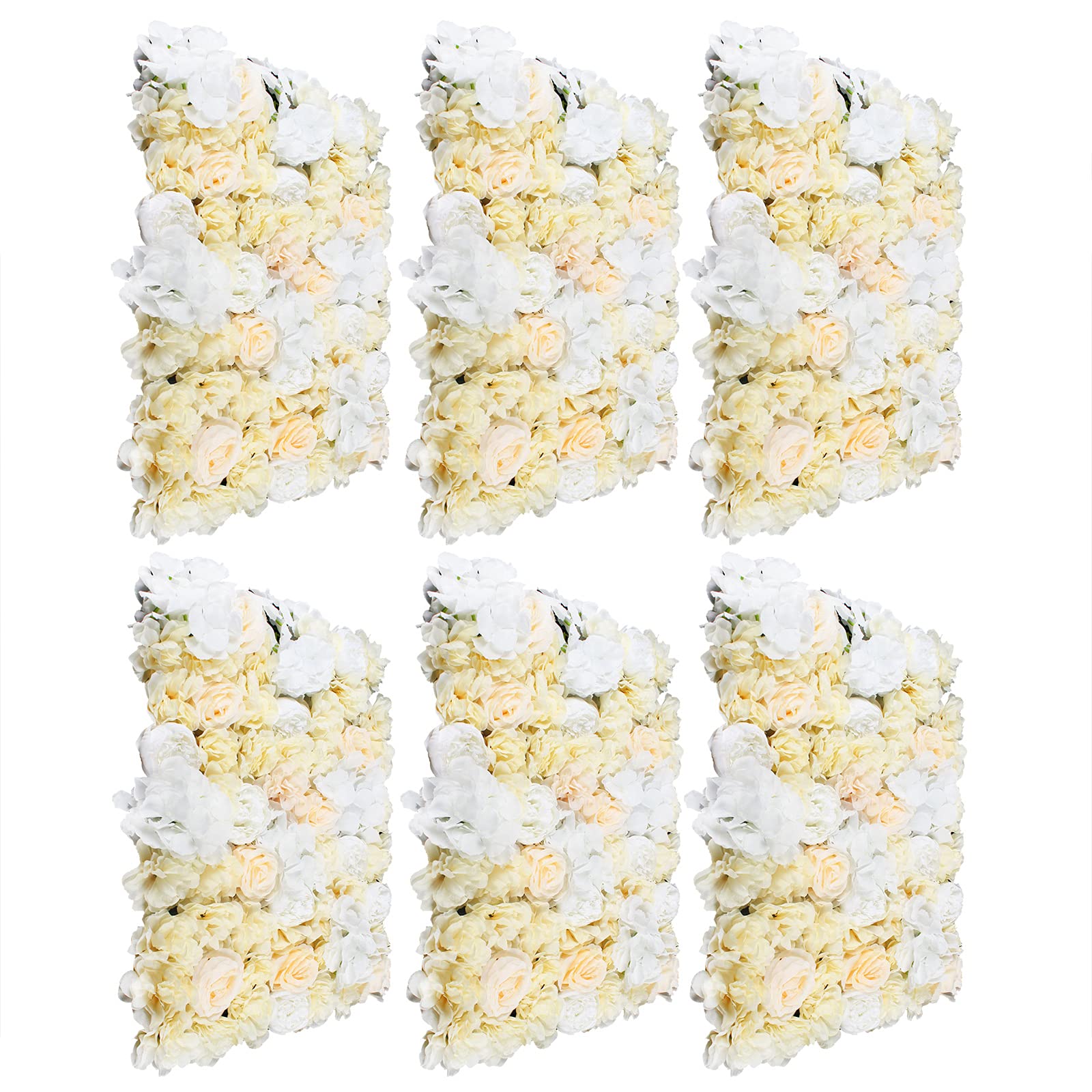 ROMYIX 6pcs Flower Panels Artificial Flowers Wall Screen Romantic Floral Backdrop Hedge Home Decor Wedding Party Photo Background 60 x 40cm