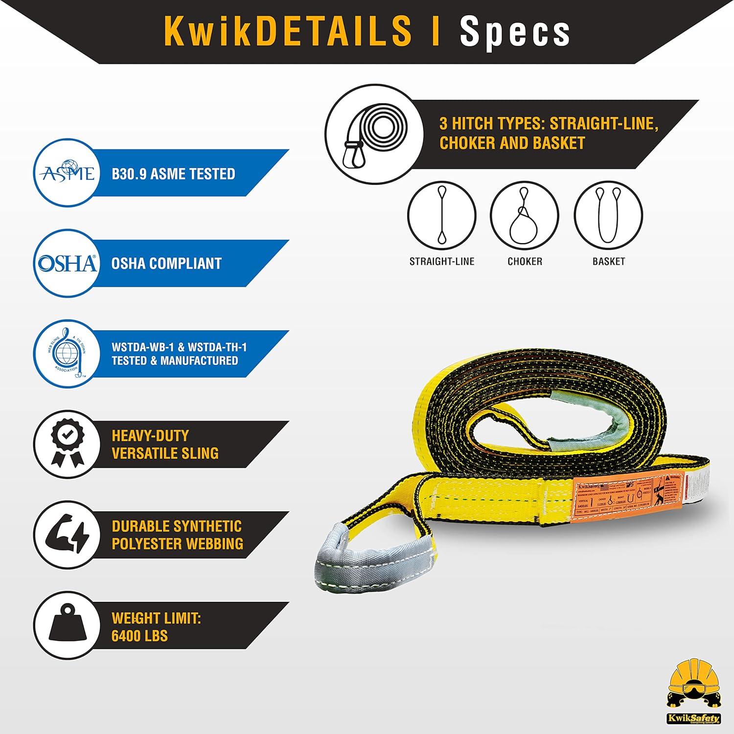KwikSafety - Charlotte, NC - Mighty Sumo 2”x 30’ Poly Web Sling Lifting Strap Construction ASME OSHA / 6400lbs Vertical 5100lbs Choker 12800lbs Basket/Rigging Moving Towing Hoisting Gear