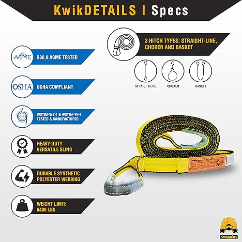 Miniatura 3 de KwikSafety - Charlotte, NC - Mighty Sumo 2 "x 8' Poly Web Sling 2 unidades Correa de elevación ASME OSHA  6400lbs Vertical 5100lbs Choker 12800lbs