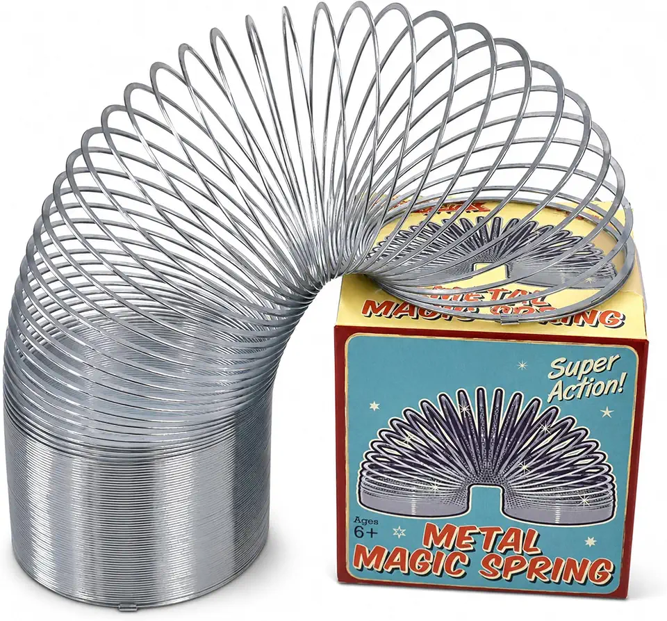 Metal Magic Spring Coil 6.5cm, Fun Solid Stretchy Bouncing Fidget Toy, Ideal for all Kids Party Gift Bags, Great Sensory Toy for Autistic Children or Even as Bird Feeder Protection from Squirrels