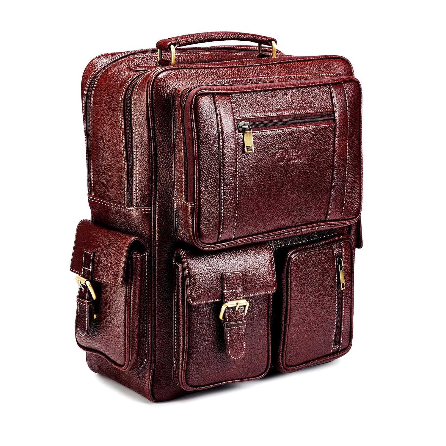 tan trove Full Grain Genuine Leather Backpack, Unisex, Brown, with Padded Laptop Compartment-picture-10