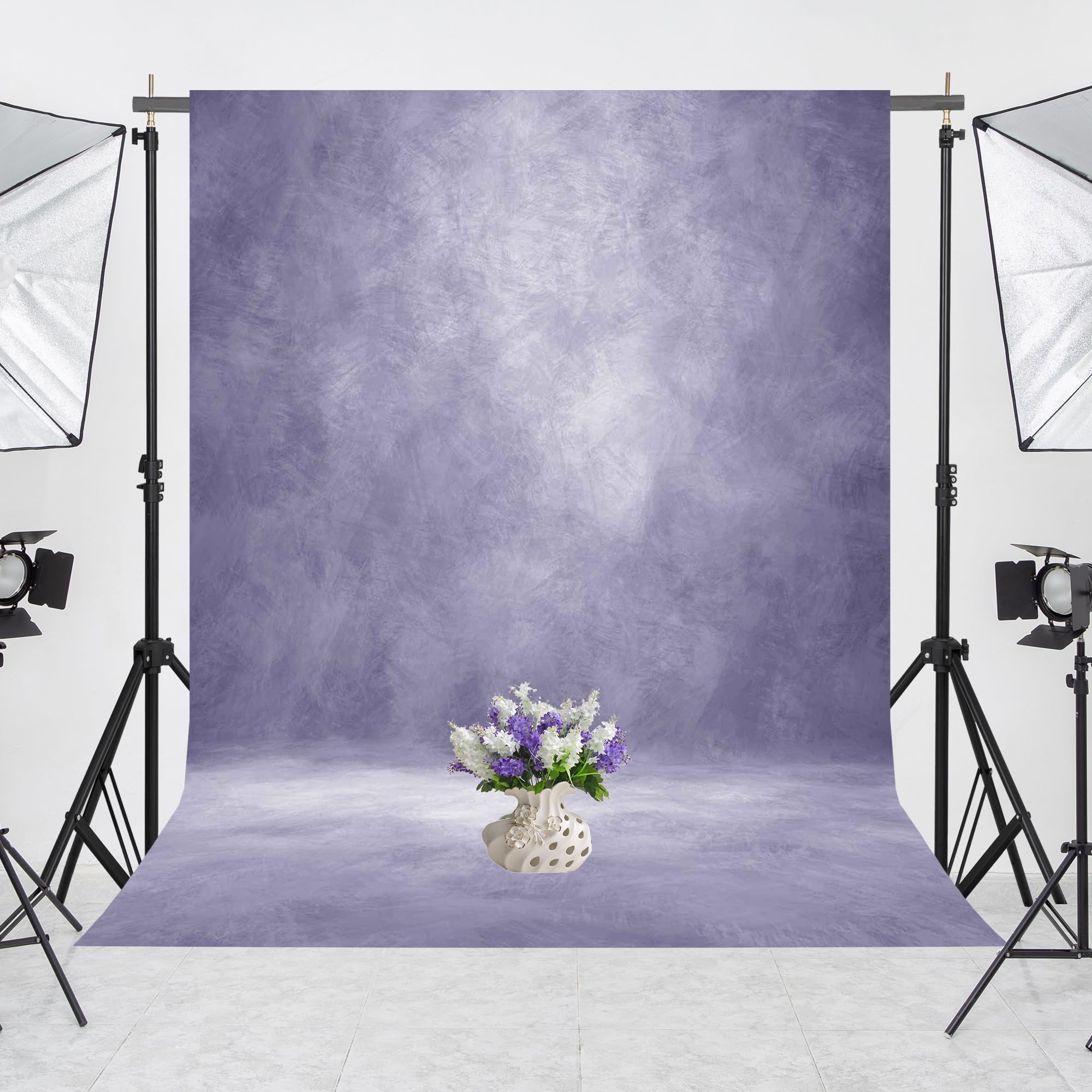 Haboke Abstract Professional Photography Backdrop for Portrait Photo Props Booth Background Photoshoot Studio with Ployester Fabric Roller Pocket on Top(6x8ft,Light Purple)