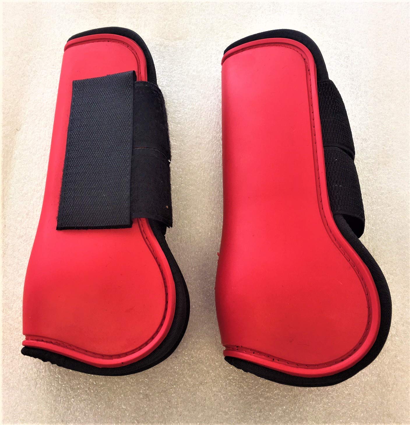 Cwell Equine Horse Support Tendon Boots 1 Pair Secure Leg Protection Jumping Riding Eventing Dressage (Red) (Large (L))