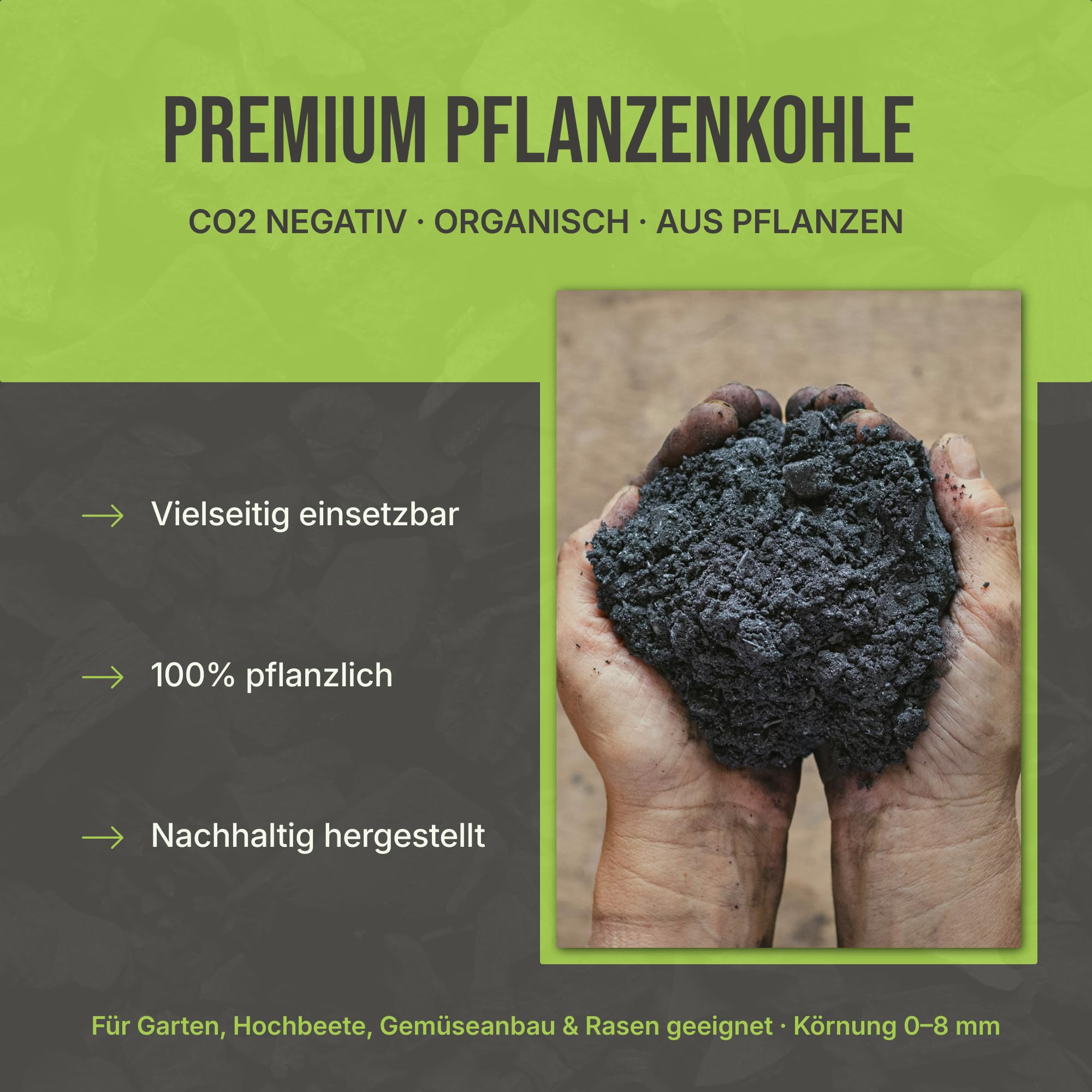 C44-20L Premium Pflanzenkohle - EBC-zertifiziertes Biochar für Garten, Rasen & Hochbeet - Basis für Terra Preta - Hochporöser Bodenverbesserer & Nährstoffspeicher