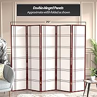 Vista 23 de Red Lantern Pantalla Shoji de doble cruz de 6 pies de alto, color blanco, 5 paneles