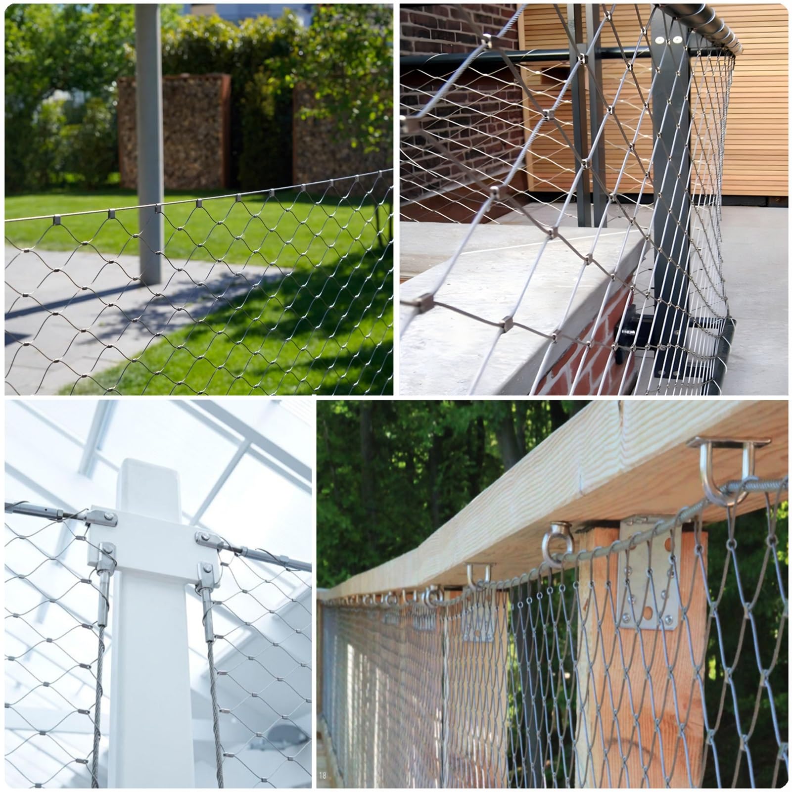 Recinzione a rete metallica, altezza 200 cm, in acciaio inox, per giardino, balcone, salice