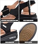 Women's Walking Sandals Air Cushion Support Platform Elastic Ankle Strap Comfortable Casual Ladies Wedge Sandals for Summer