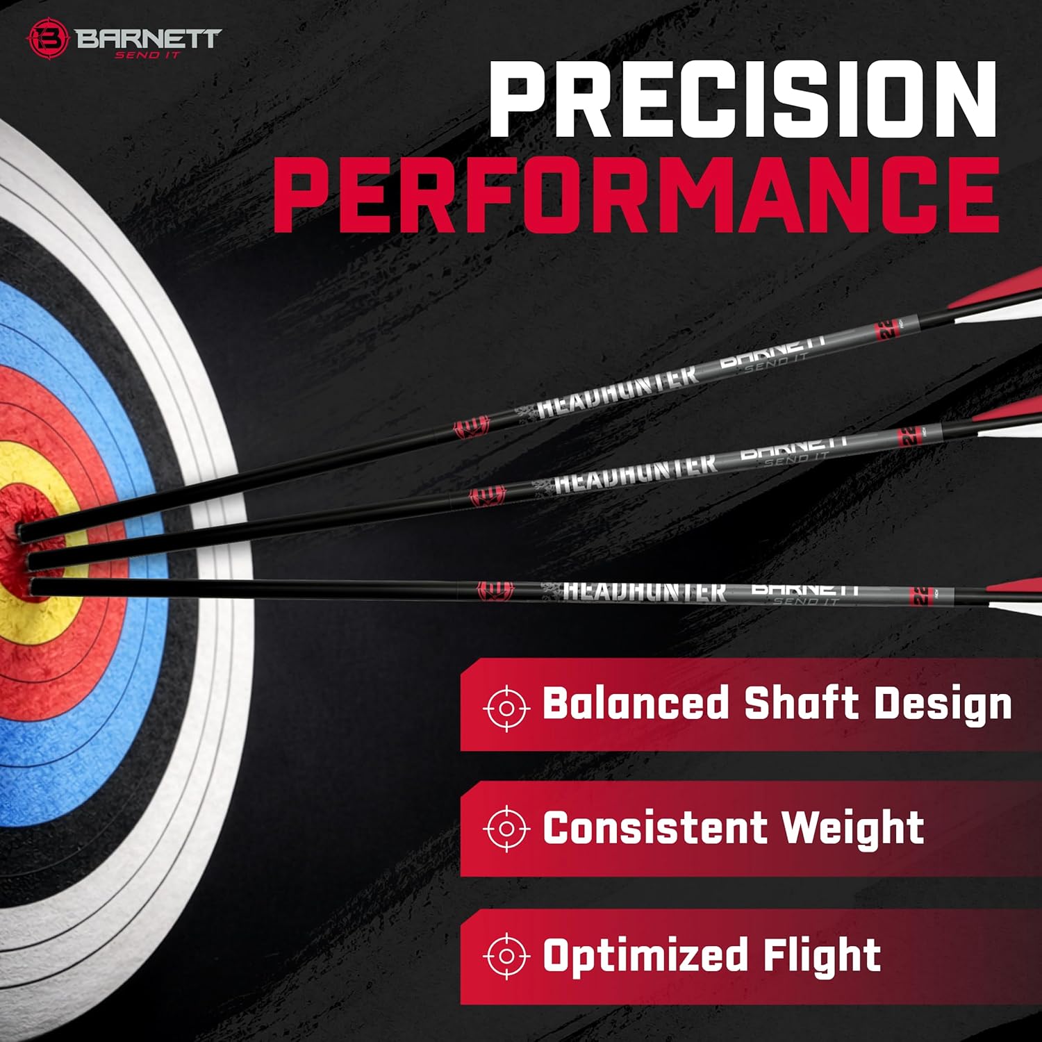 BARNETT Headhunter Crossbow Arrows — Different Pack Sizes, Standard Moon Nocks, Includes Field Points, Pre-Fletched for Crossbow Use