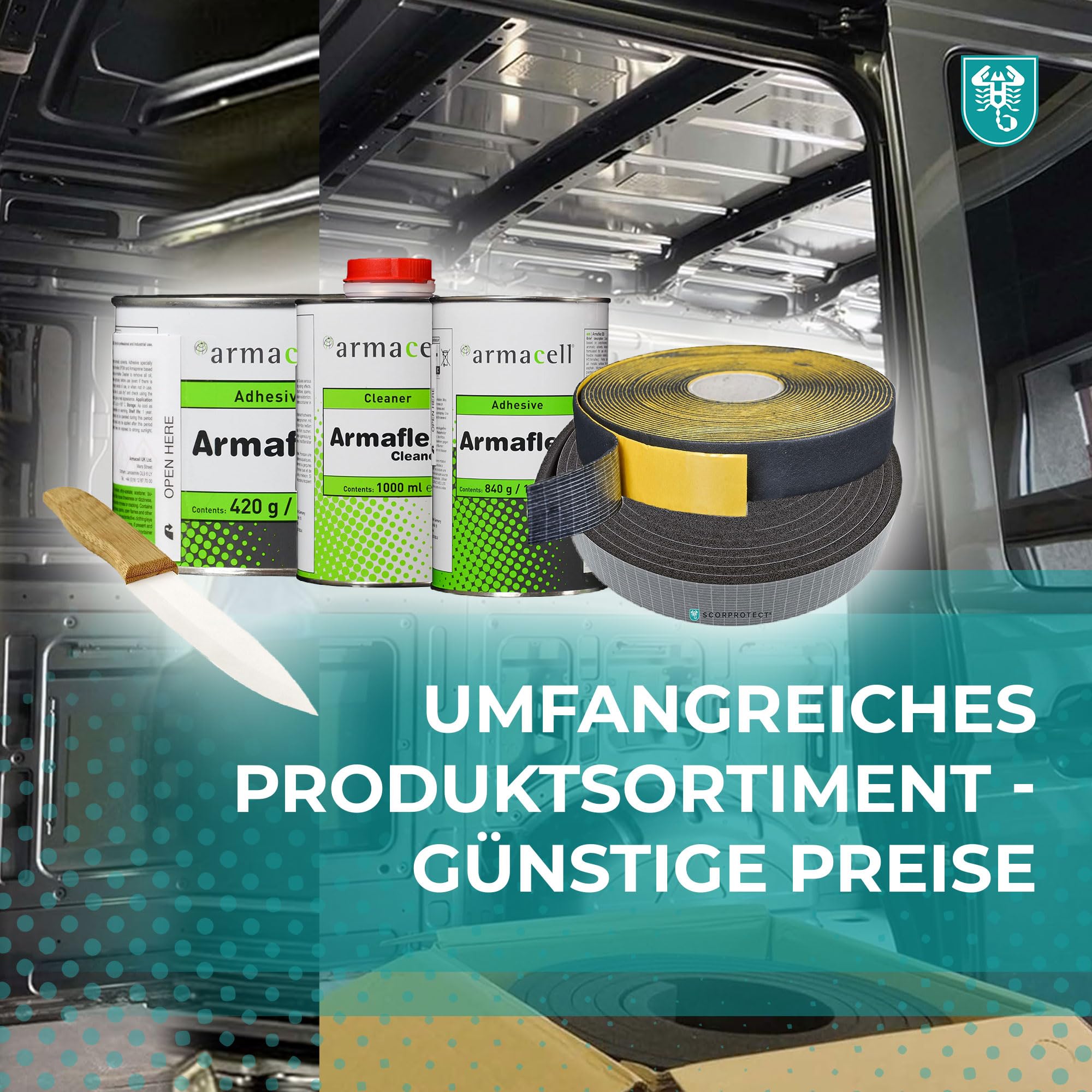 Armaflex original XG Kautschuk Streifen Zuschnitt + Scorprotect® Duftbaum (schwarz, 6 mm selbstklebend x 5 cm x 15 m)