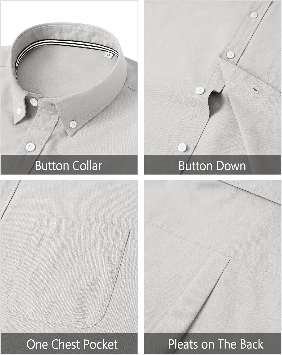 J.VER Men's Oxford Shirt Solid Casual Button Down Collar Shirts Long Sleeve Dress Shirts with Pocket