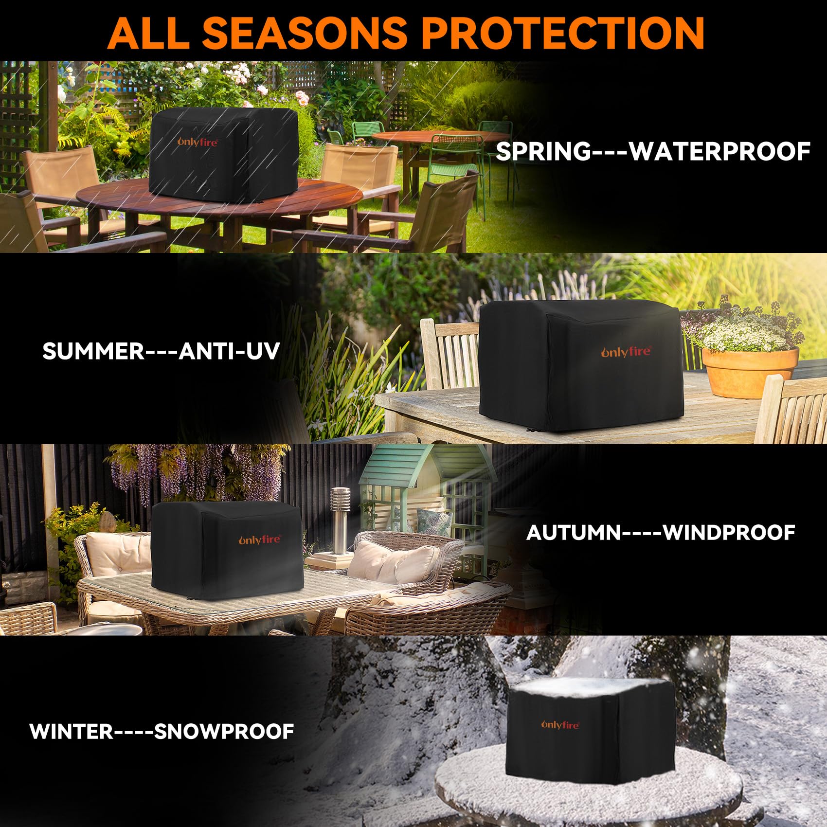 ONLYFIRE GRILLS Funda para parrilla de barbacoa para exterior, impermeable, CV702, color negro