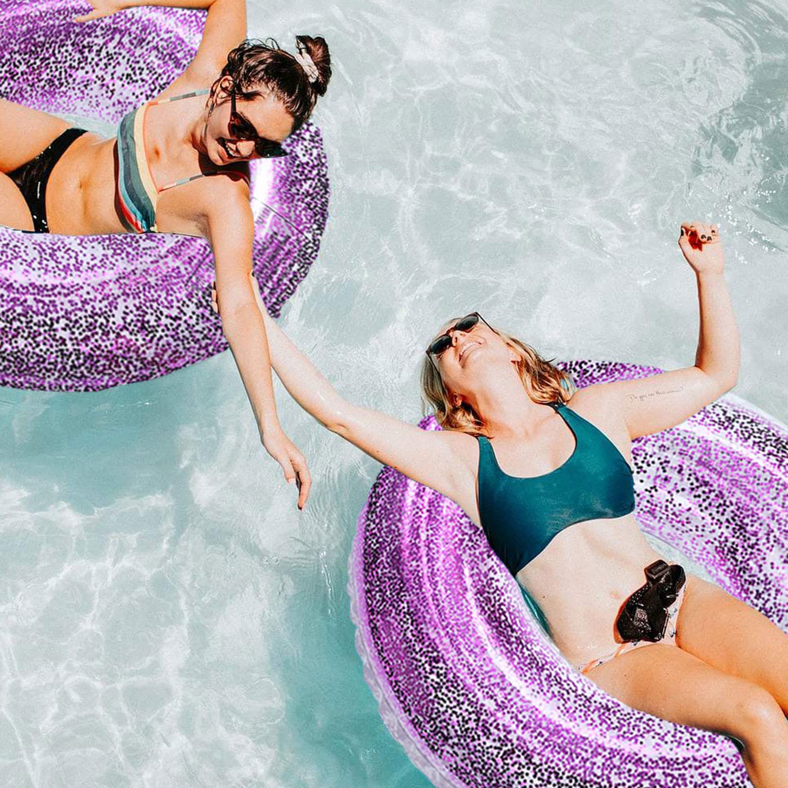 Anello da Nuoto Glitter Anello per il Nuoto Estivo Decorazione Anello Galleggiante, Zattera Gonfiabile per Adulti da Bagnoper Feste Spiaggia o Piscina