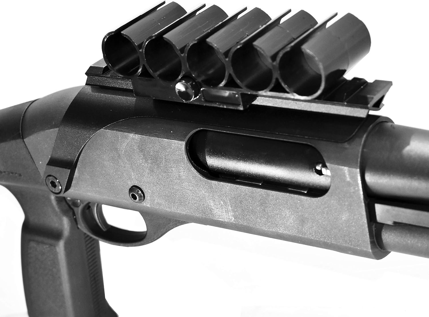 Trinity Shell Holder Single Rail Mount for Remington 870 12 Gauge Shells Carrier Hunting Accessory Holder Tactical Shell Pouch Ammo Shell Round slug Carrier Reload Single Rail Mount Black.
