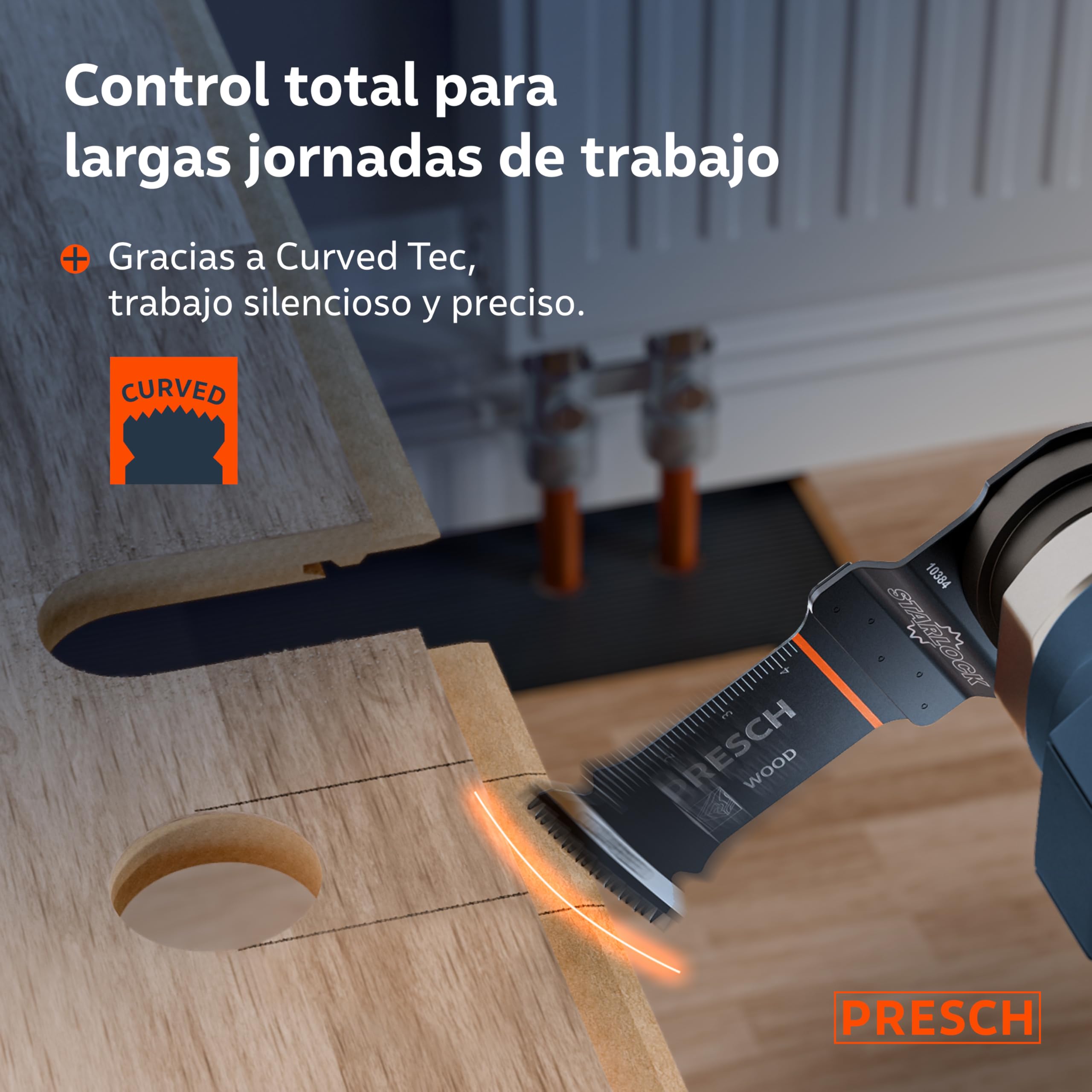 Presch Cuchilla Multiherramienta Madera 50×32 mm - Accesorio Starlock para sustitución sin herramientas - Corte limpio con dentado japonés y diseño Curved-Tec - Accesorio multiherramienta