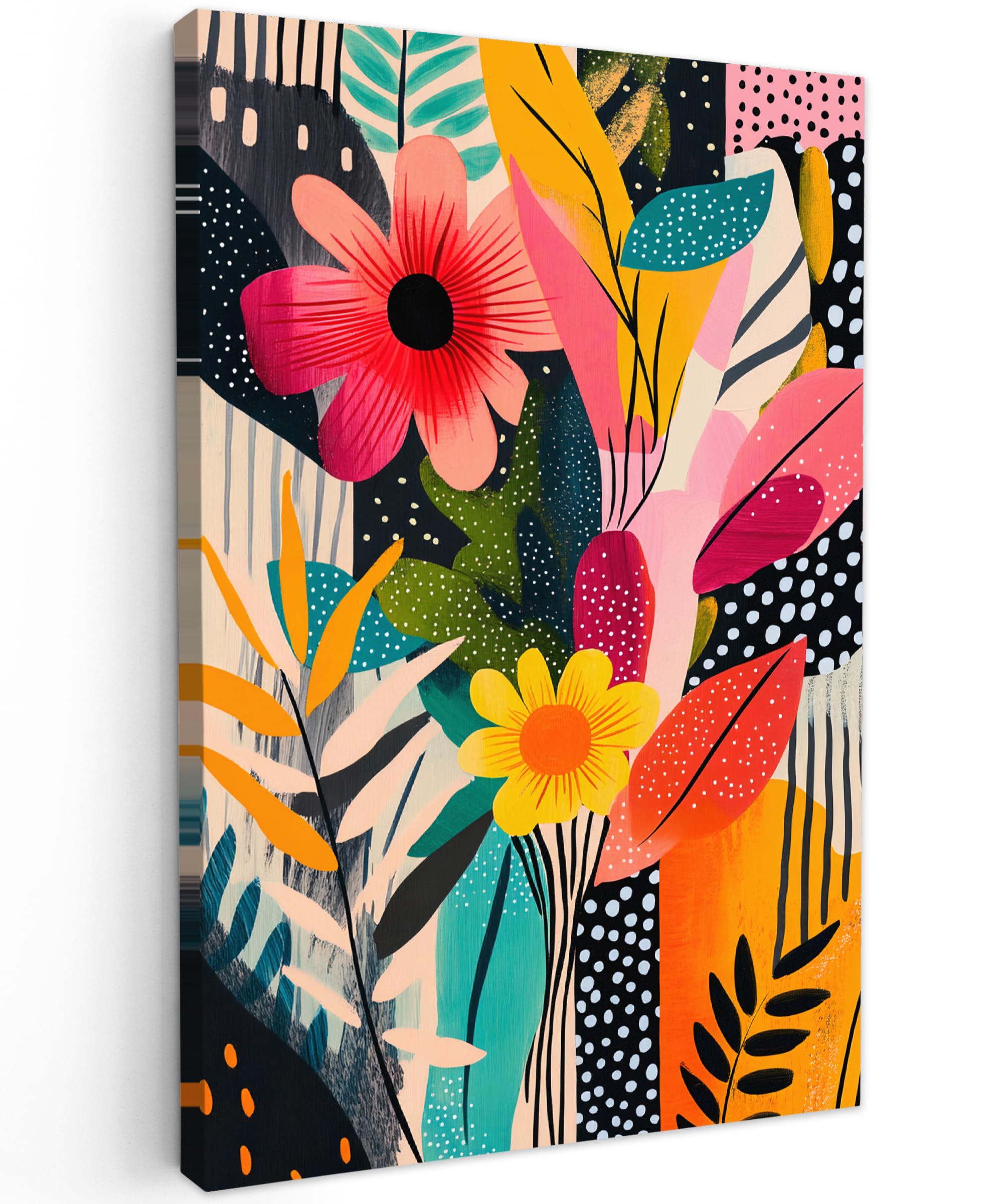 MuchoWow© Canvas Wall Art 8"x12" / 20x30 cm Decor Hanging Pictures for Living Room Canvus Artwork Deco Walls Painting - Abstract - Pink - Flowers