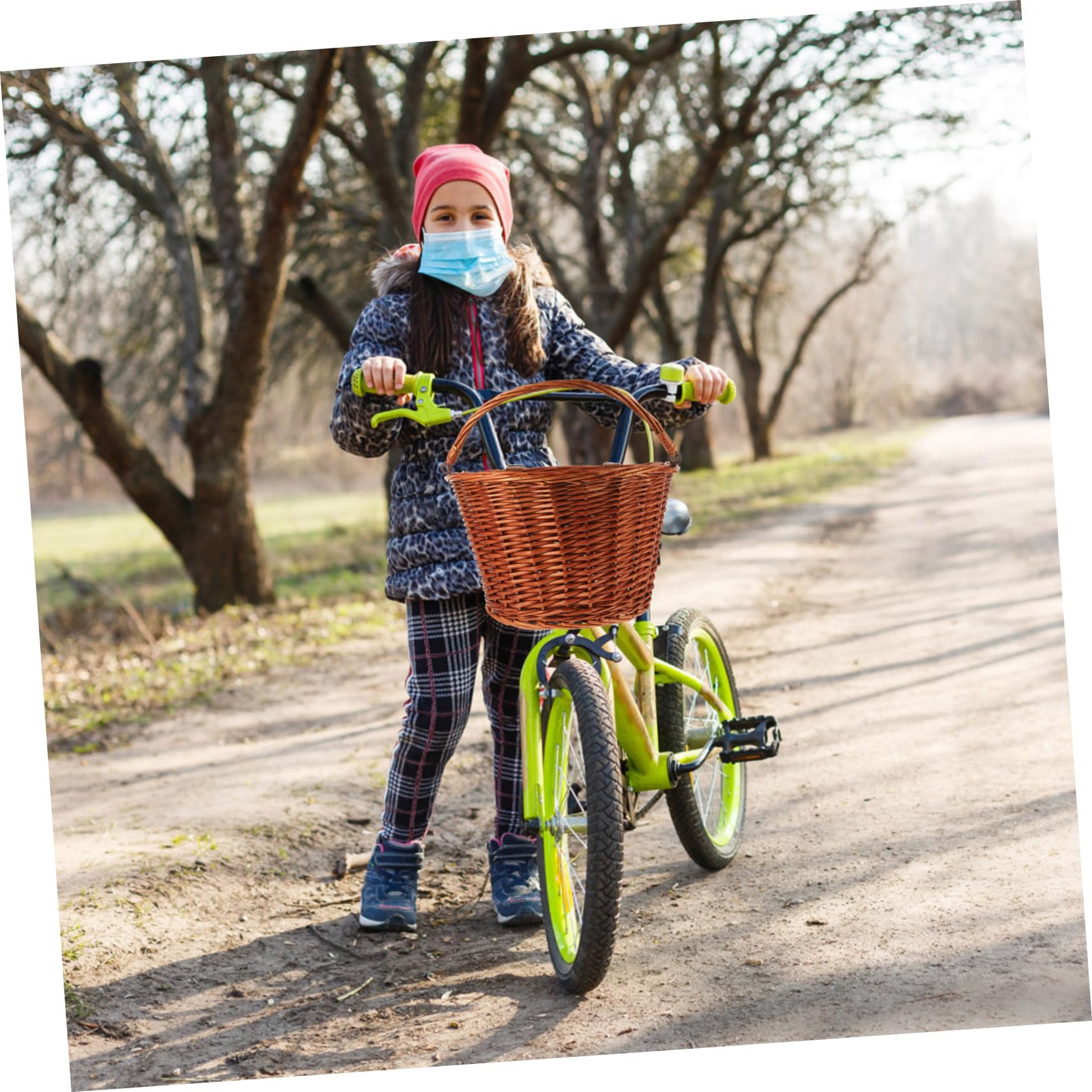 iplusmile Cesta de Mimbre para Bicicleta con Asa, Marrón, Robusta