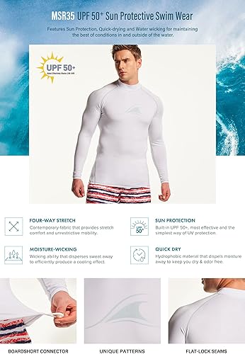 Miniatura 7 de TSLA - Camiseta de protección para hombre, con FPU 50+, de manga larga, con protección ultravioletaFPS y de secado rápido, para natación, surf