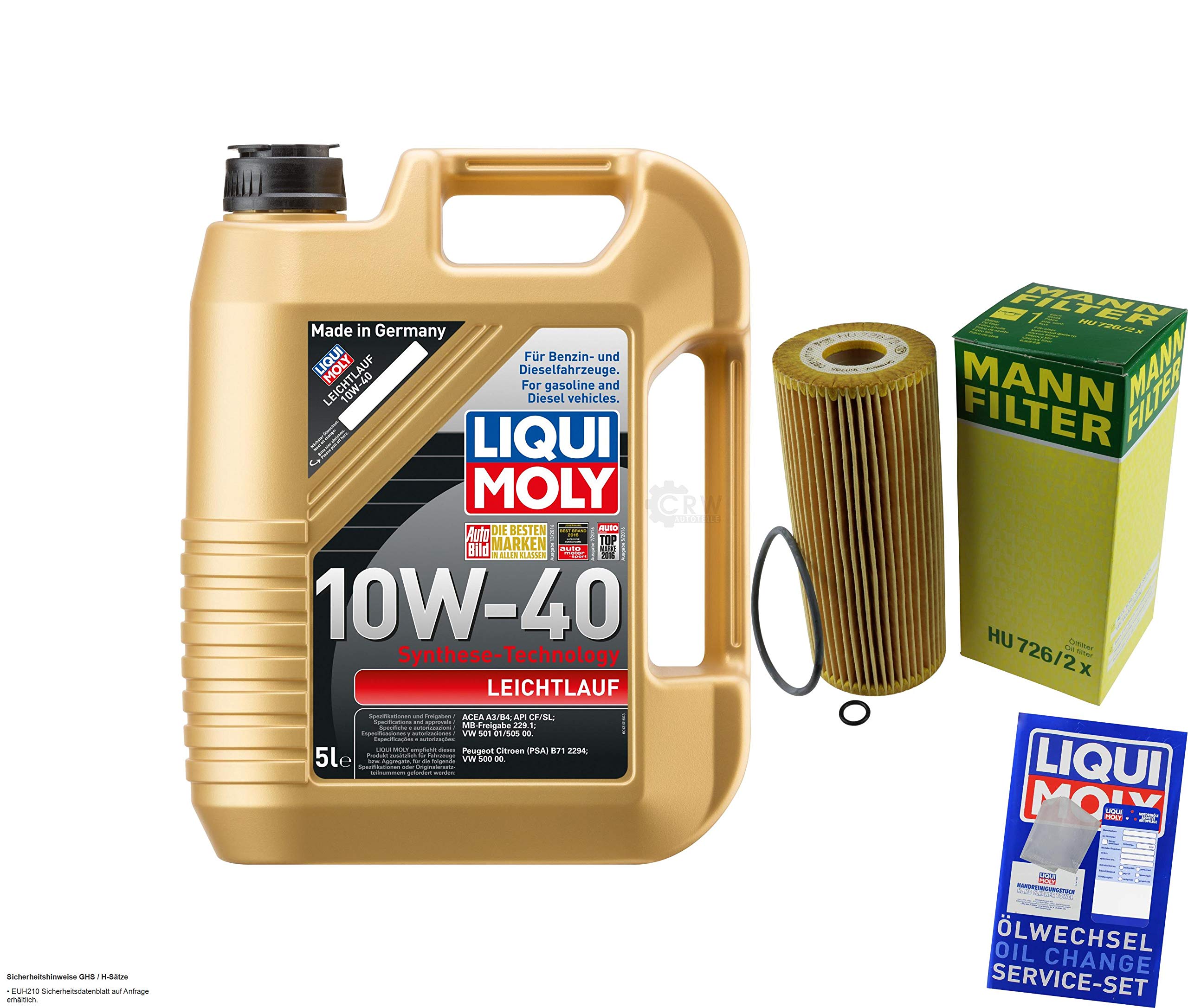 Liqui Moly - Set di filtri, 5 litri, Olio Motore Auto Leggero 10W-40 MANN-FILTER