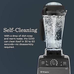 Vitamix 5200 Blender, Professional-Grade Blender for Smoothies, Soups, Ice Cream and More, Stainless-Steel Blades, Self-Cleaning Kitchen Appliance, 64 Oz Container, Black
