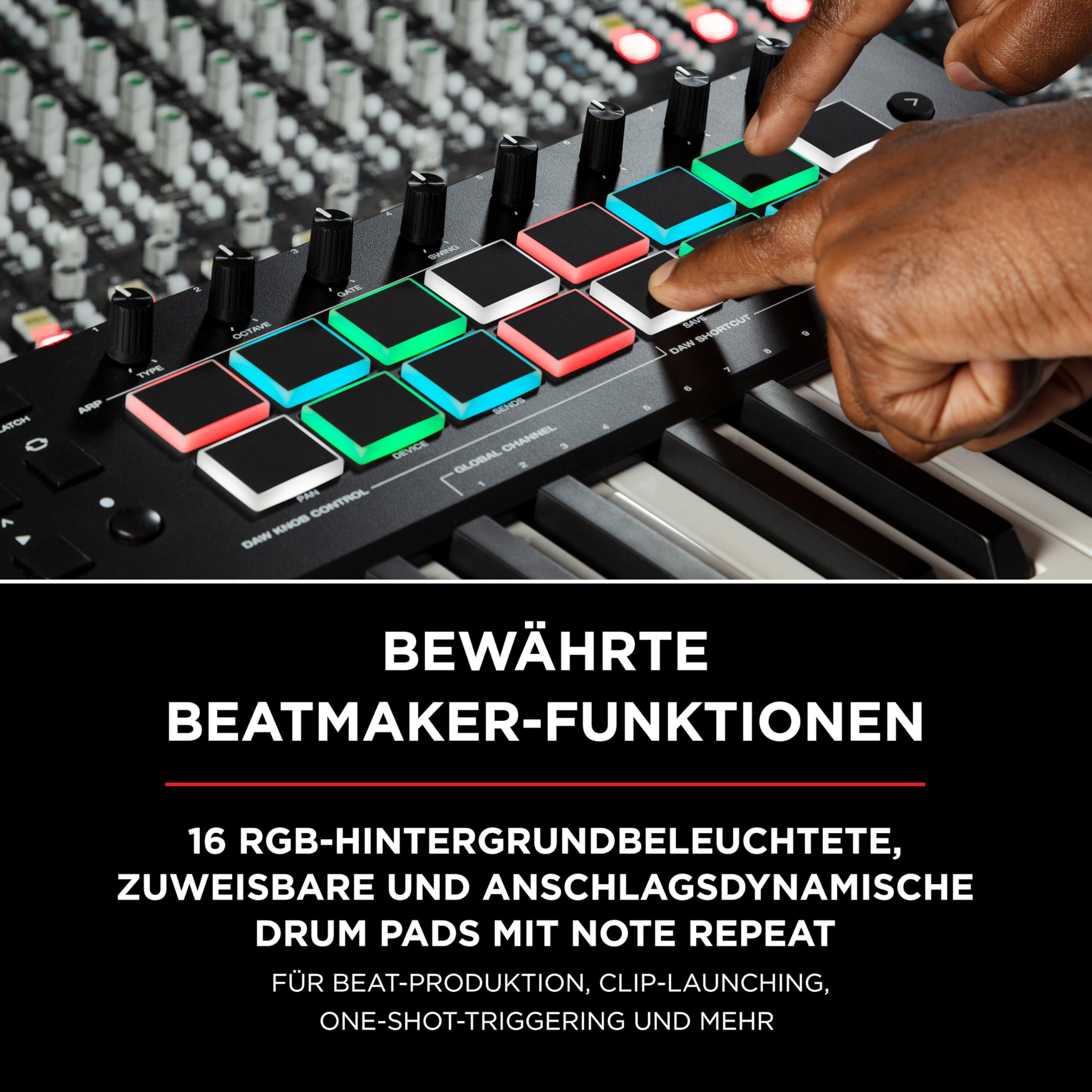 M-AUDIO Oxygen Pro 49 und HDH40-49-Tasten USB MIDI Keyboard Controller mit Beat Pads und Over-Ear Studiokopfhörer mit 2.7 m Kabel für Studiomonitoring