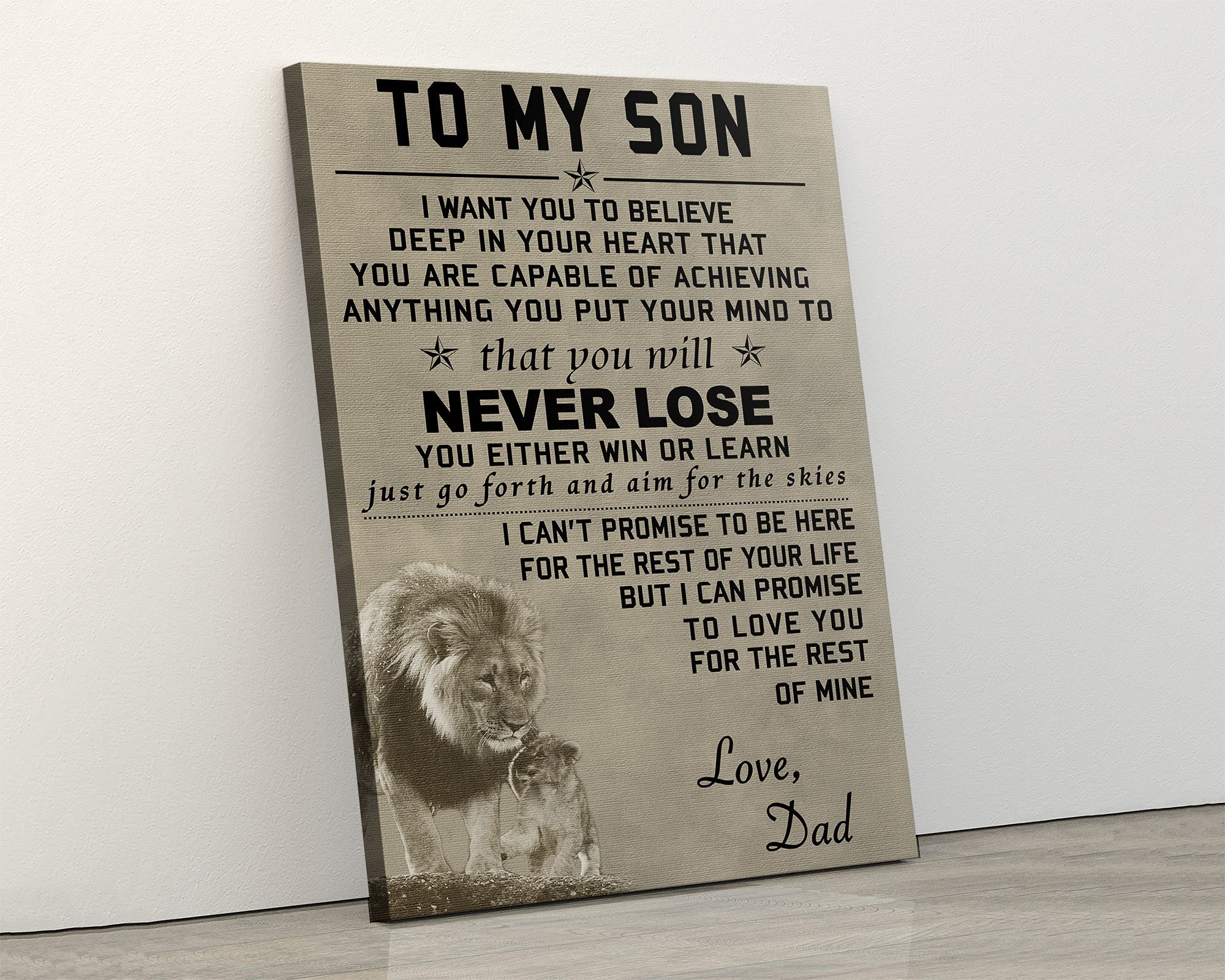 Retro Metal Tin Sign 12 X 16 Inches to My Son I Want You to Believe That You Will Never Lose You Either Win Or Learn for The Rest of Mine Love Dad Poster Gift for Son Nostalgic Arts Decor