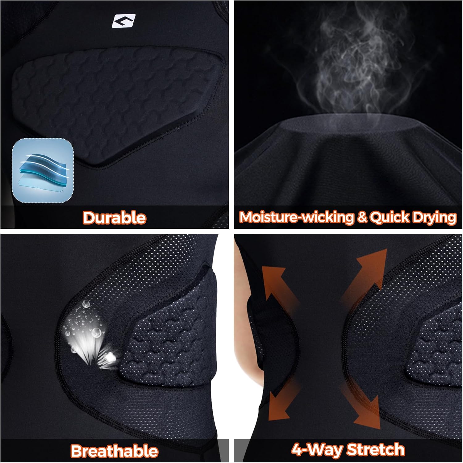 COOLOMG Youth Football Padded Shirt Chest Rib Protector Heart Sternum Shoulder Protection - Image 3